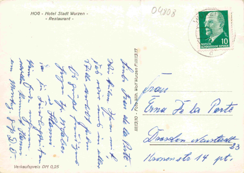 Wurzen, Saxony: Hotel in the town of Wurzen / Restaurant – circa 1960ben Volkshaus Schützenhaus * 1954