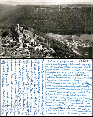 Zavelstein aerial photo, used in 1959