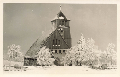 Zinnwald Erzgebirge Kirche Druckvorlage um 1950   Hanich Verlag  