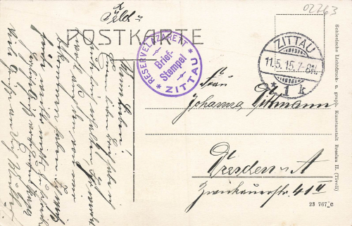 Zittau Sachsen Stadtgärtnerei Feldpost Reservelazarett o 1915