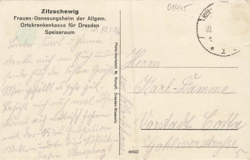Zitzschewig Radebeul Frauen Genesungsheim Speiseraum o 1926