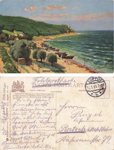 Sopot Adlershorst artist card Oilette o May 12, 1915