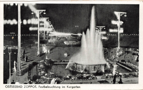 Zoppot Kurgarten Festbeleuchtung Pommern Sopot * um 1930