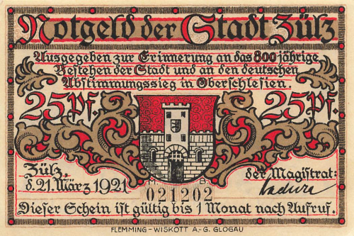 Zülz Oberschlesien Notgeldschein Biała 1921
