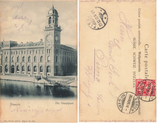 Zürich Hauptpost o 29.12.1899