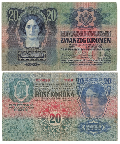 Zwanzig Kronen 20 Oesterreichisch Ungarische Bank 2. Janner 1913