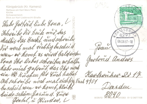 01936 Koenigsbrueck Multi-image postcard o 1987