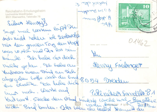 Oberwartha Dresden Lochmühle Waldfrieden Reichsbahn Erholungsheim o 1978