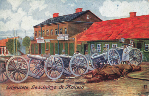 Kowno Erbeutete Geschütze 1.WK Litauen Kaunas * um 1916