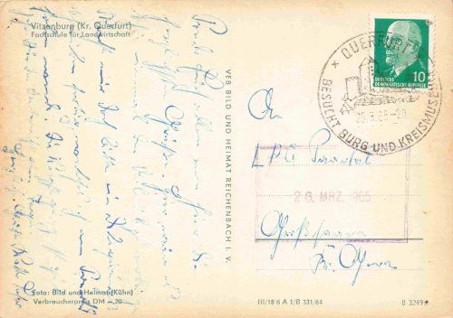 06368 Vitzenburg Querfurt Fachschule für Landwirtschaft o 1965