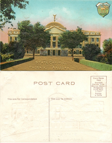 Arizona Phoenix State Capitol Goldschnittprägekarte * ca.1910