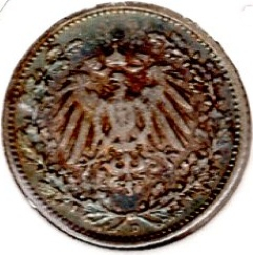 1/2 Mark 1908 D Deutsches Kaiserreich Silbermünze