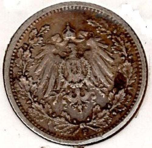 1/2 Mark 1909 F Deutsches Kaiserreich Silbermünze