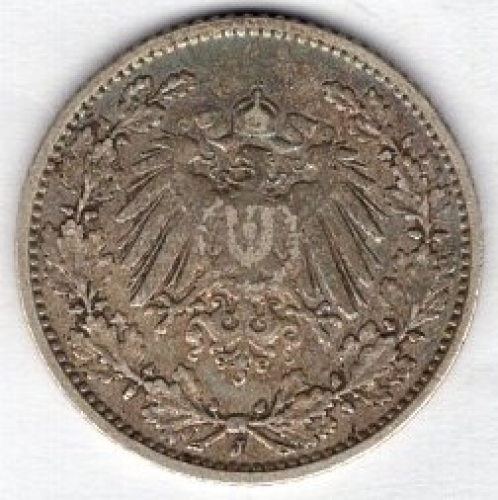 1/2 Mark 1909 J Deutsches Kaiserreich Silbermünze