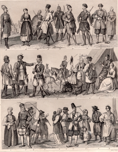 military illustration original steel engraving by Henry Winkles after G Heck around 1850