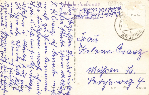 02799 Waltersdorf Oberlausitz Hubertusbaude mit Jonsberg o um 1955