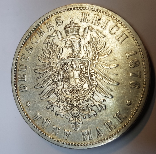 5 Mark PRUSSIA 1876 B Wilhelm I.