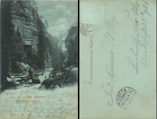 wild gorge Bohemian Switzerland moonlight map o 25.7.1899