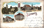04758 Soernewitz Litho Gasthoefe Kirche Schule o 1906