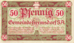07629 Hermsdorf S.A. Thüringen Notgeldschein um 1920