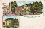 007973 Gommla Greiz Gasthof zur Sonne Posthülfstelle Litho o 1909
