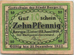 07980 Berga (Elster) emergency money note, 1920