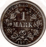 1 Mark 1875 B Imperial Silver Coin
