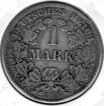 1 Mark 1876 H German Empire Silver Coin