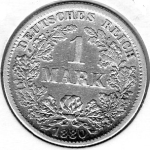 1 Mark 1880 F German Empire Silver Coin