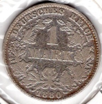 1 Mark 1880 J German Empire Silver Coin