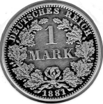1 Mark 1881 A German Empire Silver Coin