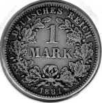 1 Mark 1881 E German Empire Silver Coin