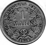 1 Mark 1881 G German Empire Silver Coin