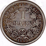 1 Mark 1881 J German Empire Silver Coin