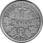 1 Mark 1881 J German Empire Silver Coin