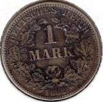 1 Mark 1882 G German Empire Silver Coin