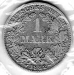 1 Mark 1882 J German Empire Silver Coin