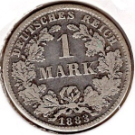 1 Mark 1882 J German Empire Silver Coin