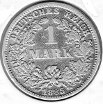 1 Mark 1885 G German Empire Silver Coin