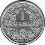 1 Mark 1893 D German Empire Silver Coin