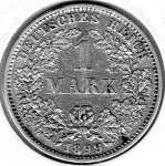 1 Mark 1899 E Deutsches Kaiserreich Silbermünze