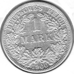 1 Mark 1900 F Deutsches Kaiserreich Silbermünze