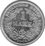 1 Mark 1901 E Deutsches Kaiserreich Silbermünze