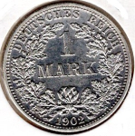 1 Mark 1902 F German Empire Silver Coin
