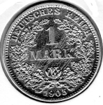 1 Mark 1905 D German Empire Silver Coin
