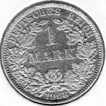 1 Mark 1908 A German Empire Silver Coin