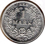 1 Mark 1908 D German Empire Silver Coin