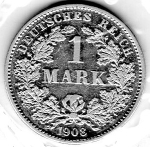 1 Mark 1908 G German Empire Silver Coin