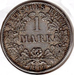 1 Mark 1909 A German Empire Silver Coin