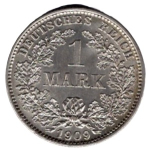 1 Mark 1909 D Deutsches Kaiserreich Silbermünze